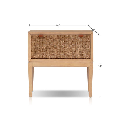 Roxanna Coastal Natural Nightstand with Seagrass Drawer Front – view 7