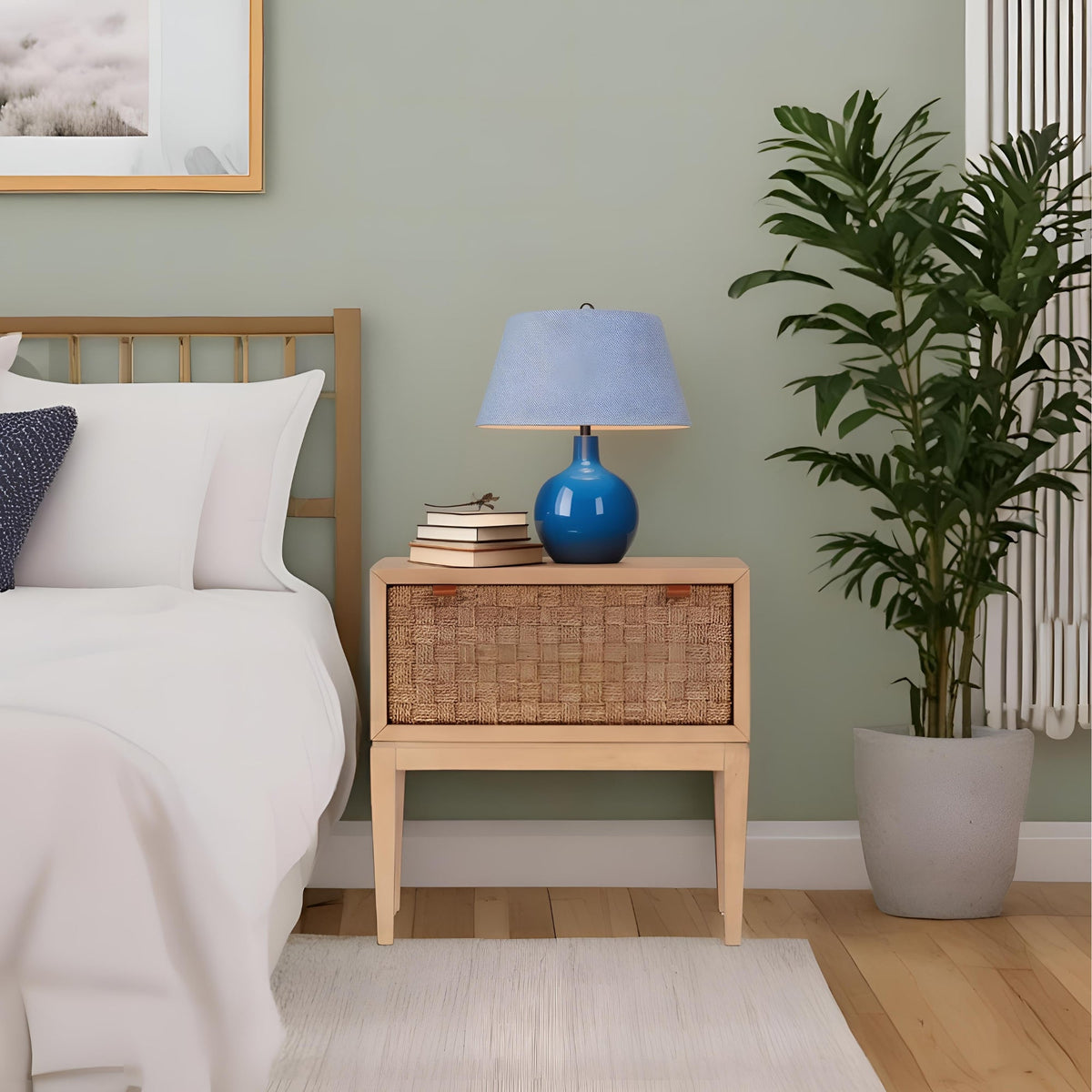 Roxanna Coastal Natural Nightstand with Seagrass Drawer Front – view 2