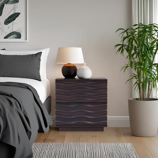 Antique Brown Nightstand with Soft-Close Drawers