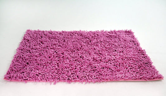 Cotton Chenille Hot Pink Shag Rug for Bath & Living Spaces