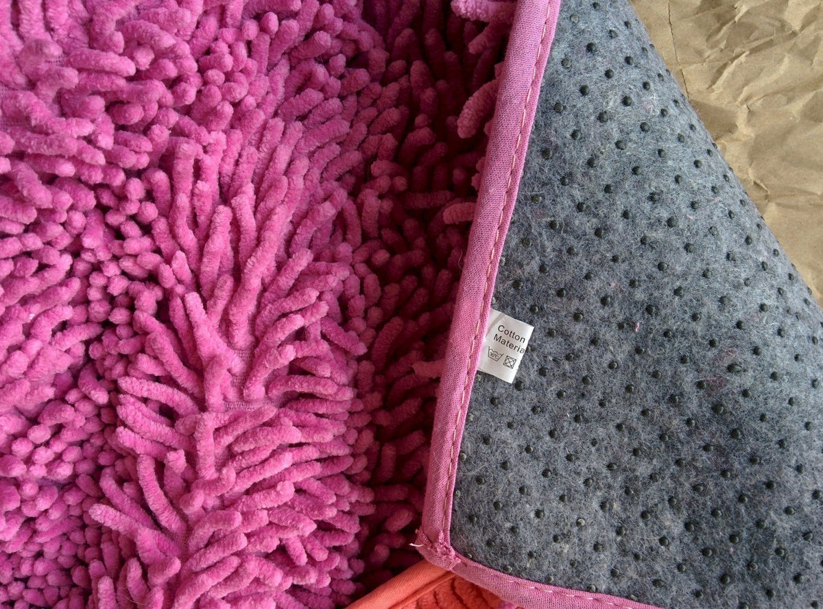 Hot Pink Cotton Chenille Shag Bathroom and Area Rug – view 6