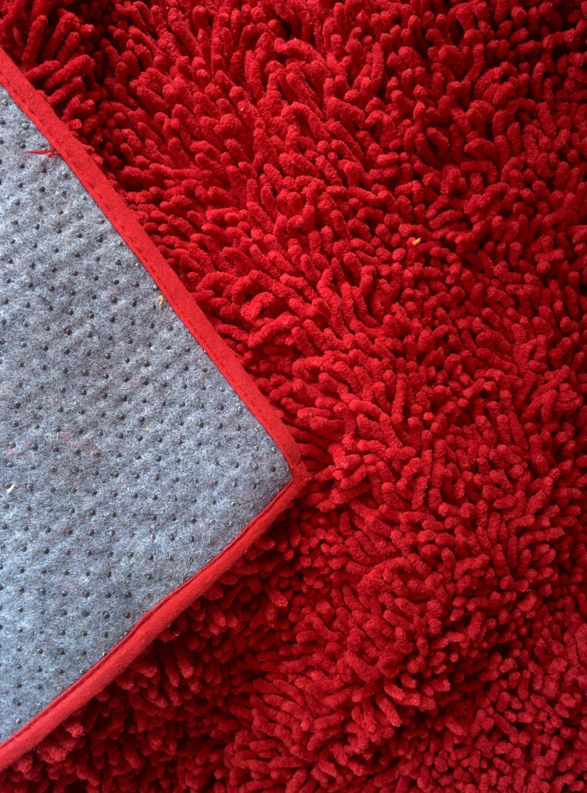 Dark Raspberry Red Cotton Chenille Floor Mat