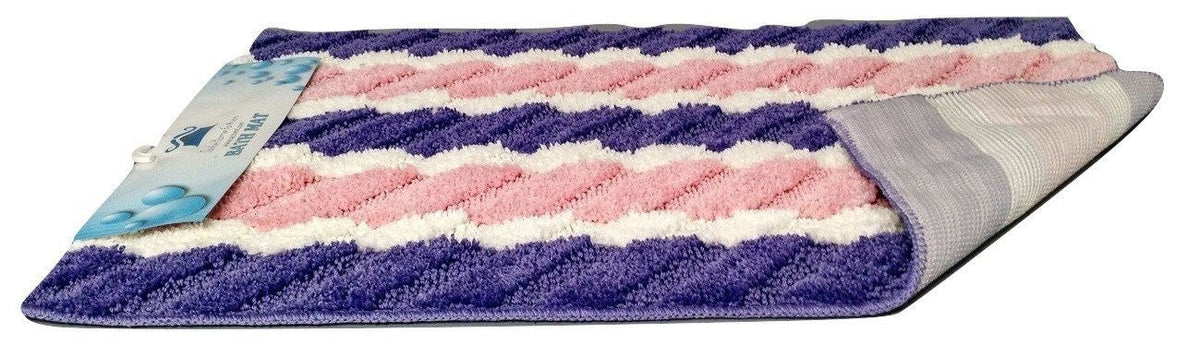 Polyester Microfiber Striped Floor Rug, Wild Flower Pink