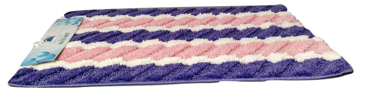 Wild Flower Purple and Pink Striped Microfiber Bath Rug – view 5