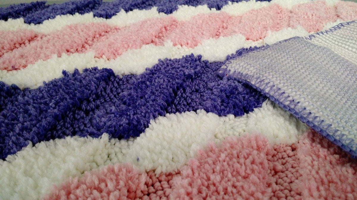 Wild Flower Purple and Pink Striped Microfiber Bath Rug – view 6