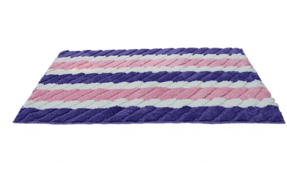 Wild Flower Purple and Pink Striped Microfiber Bath Rug – view 7
