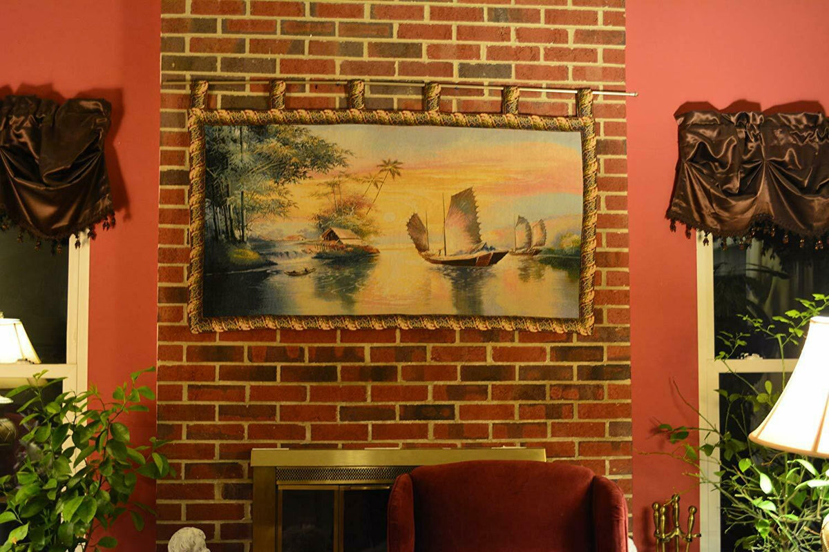 Exotic Ships on the Horizon Coastal Tapestry Wall Hanging, 28 x 55 – view 5