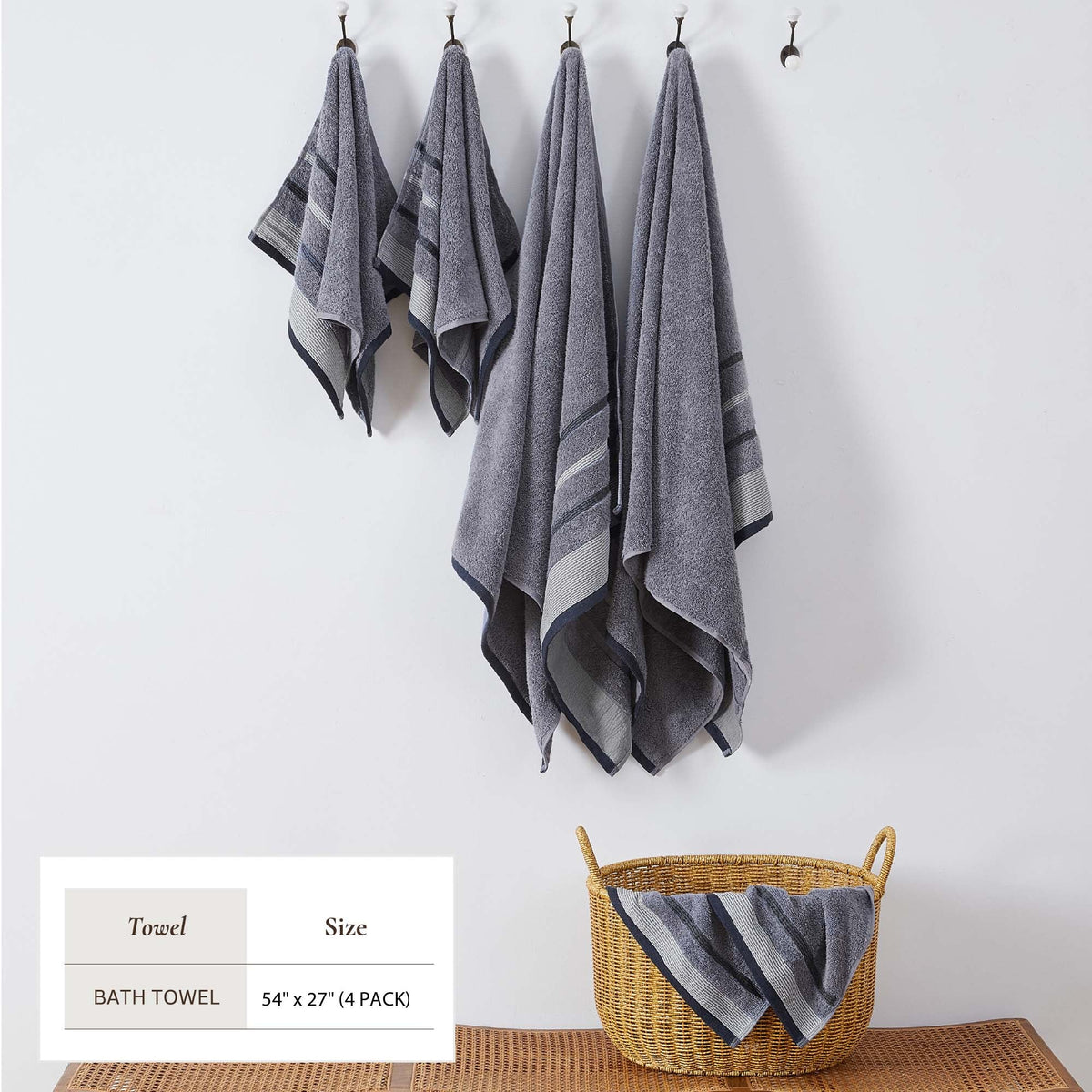 Decorative Cotton Stripe Bath Towel Set – Noelle Collection – view 112