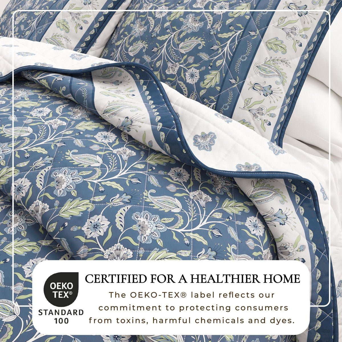 Boho Floral Printed Cotton Quilt and Sham Set – Indira Collection – view 8