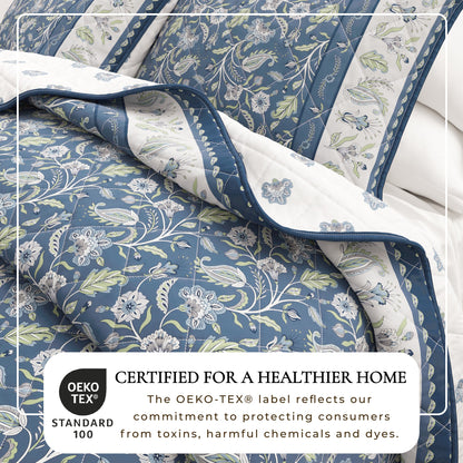 Boho Floral Printed Cotton Quilt and Sham Set – Indira Collection – view 8