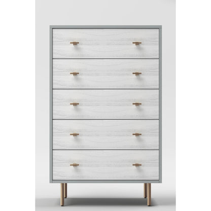 Saige 5-Drawer Chest in Weathered White with Satin Gold Accents – view 2
