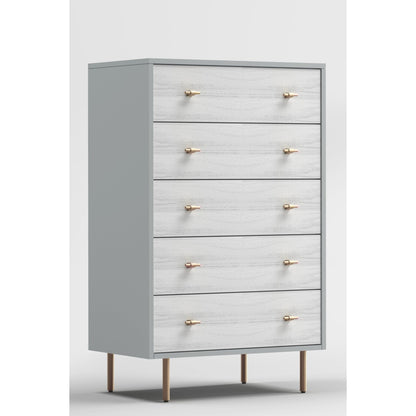 Saige 5-Drawer Chest in Weathered White with Satin Gold Accents – view 3