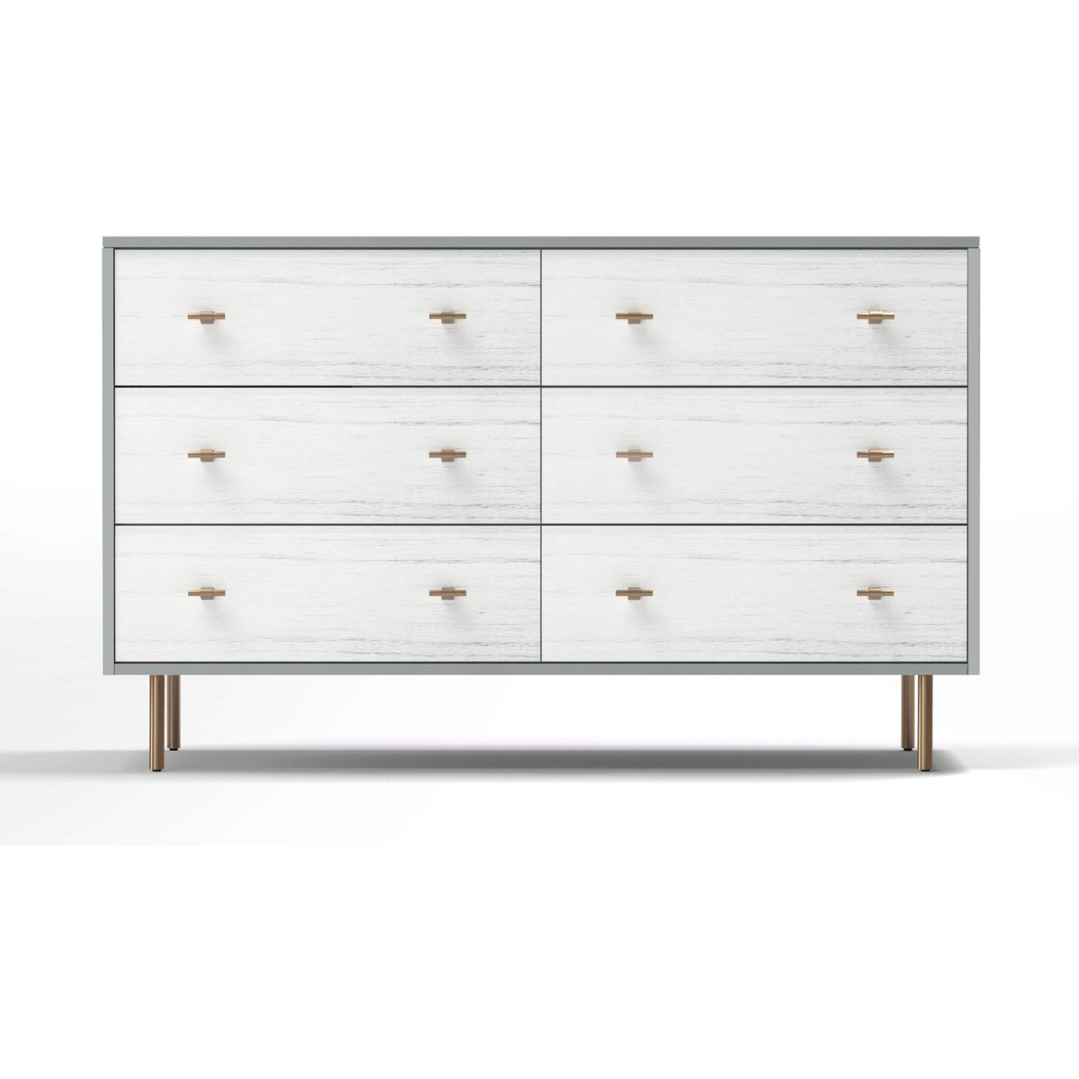 Saige Dresser in Weathered White with Satin Gold Accents – view 2