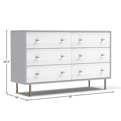 Saige Dresser in Weathered White with Satin Gold Accents – view 4