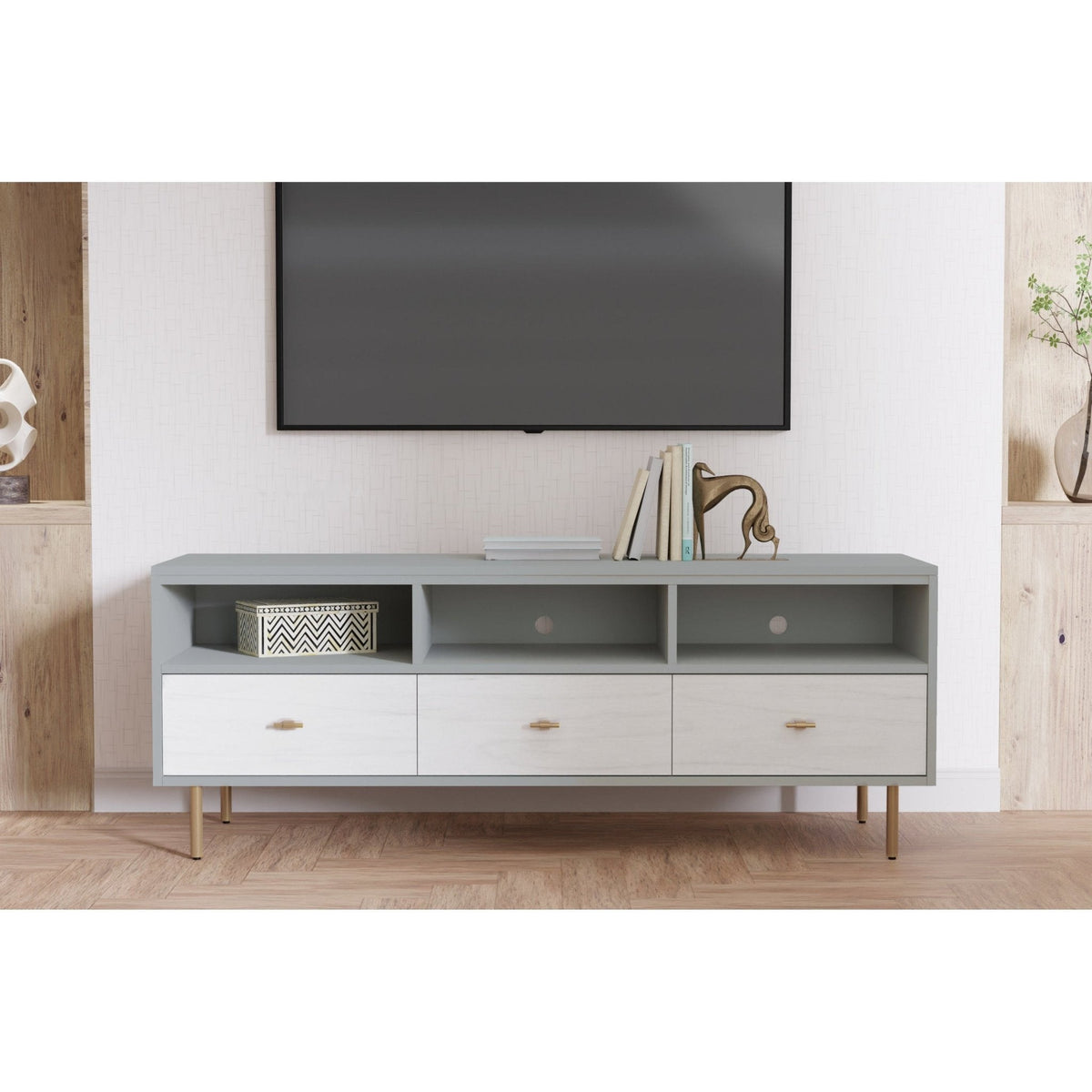 Weathered White Saige TV Console for Living Room Media