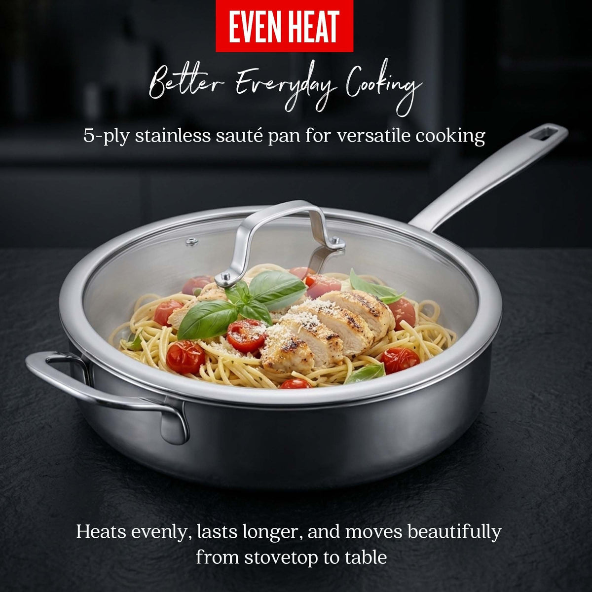 5-Ply Stainless Steel Sauté Pan with Lid, 4-Quart – view 6