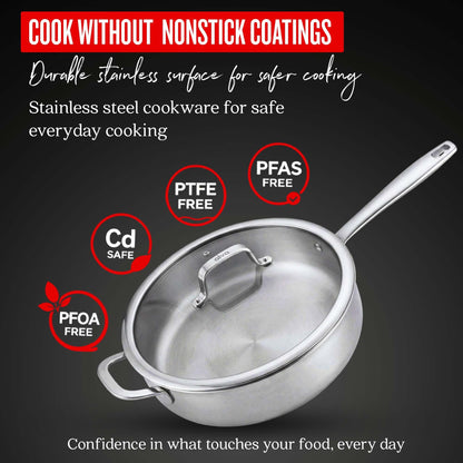 5-Ply Stainless Steel Sauté Pan with Lid, 4-Quart – view 3