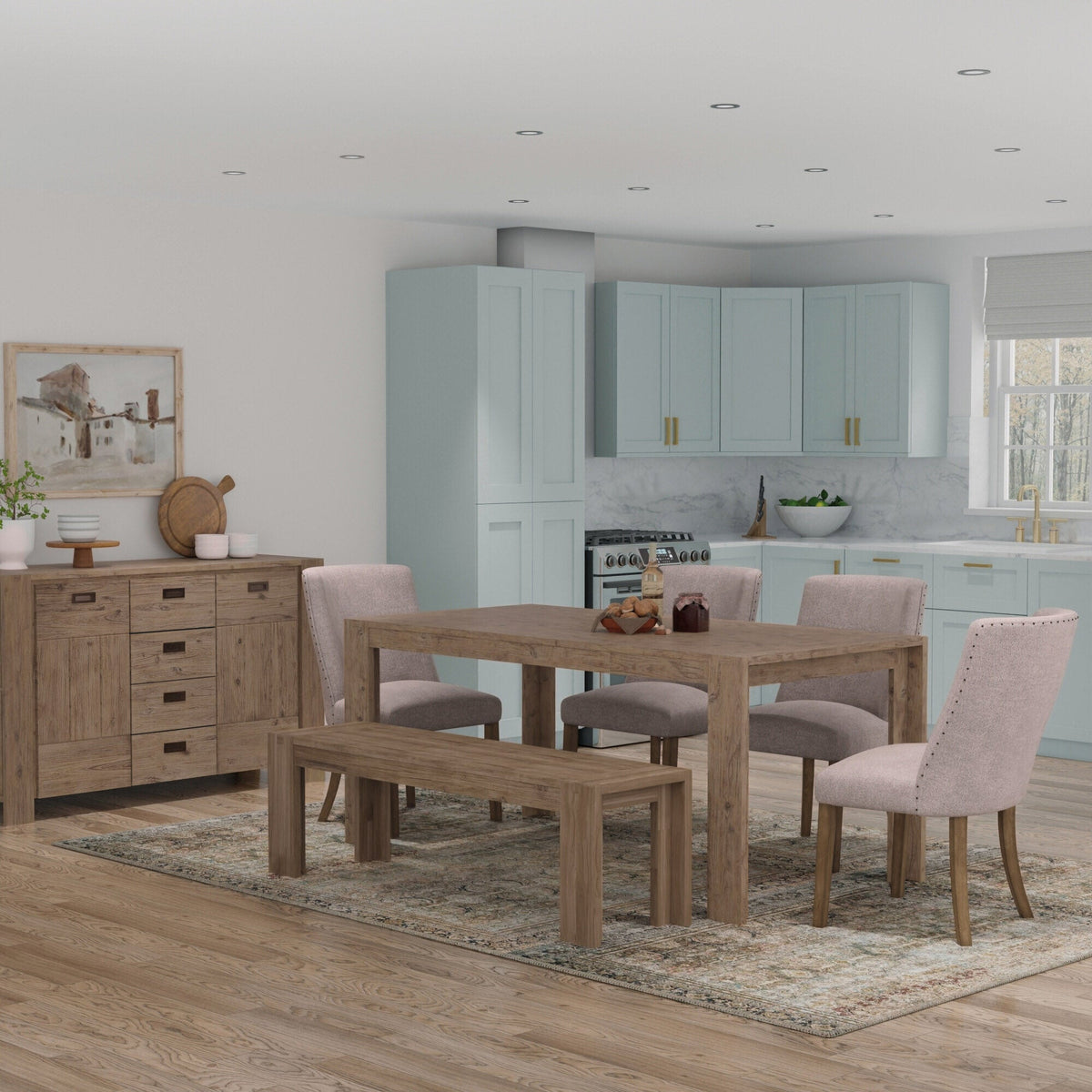 Acacia Seashore Dining Table, Antique Natural Finish