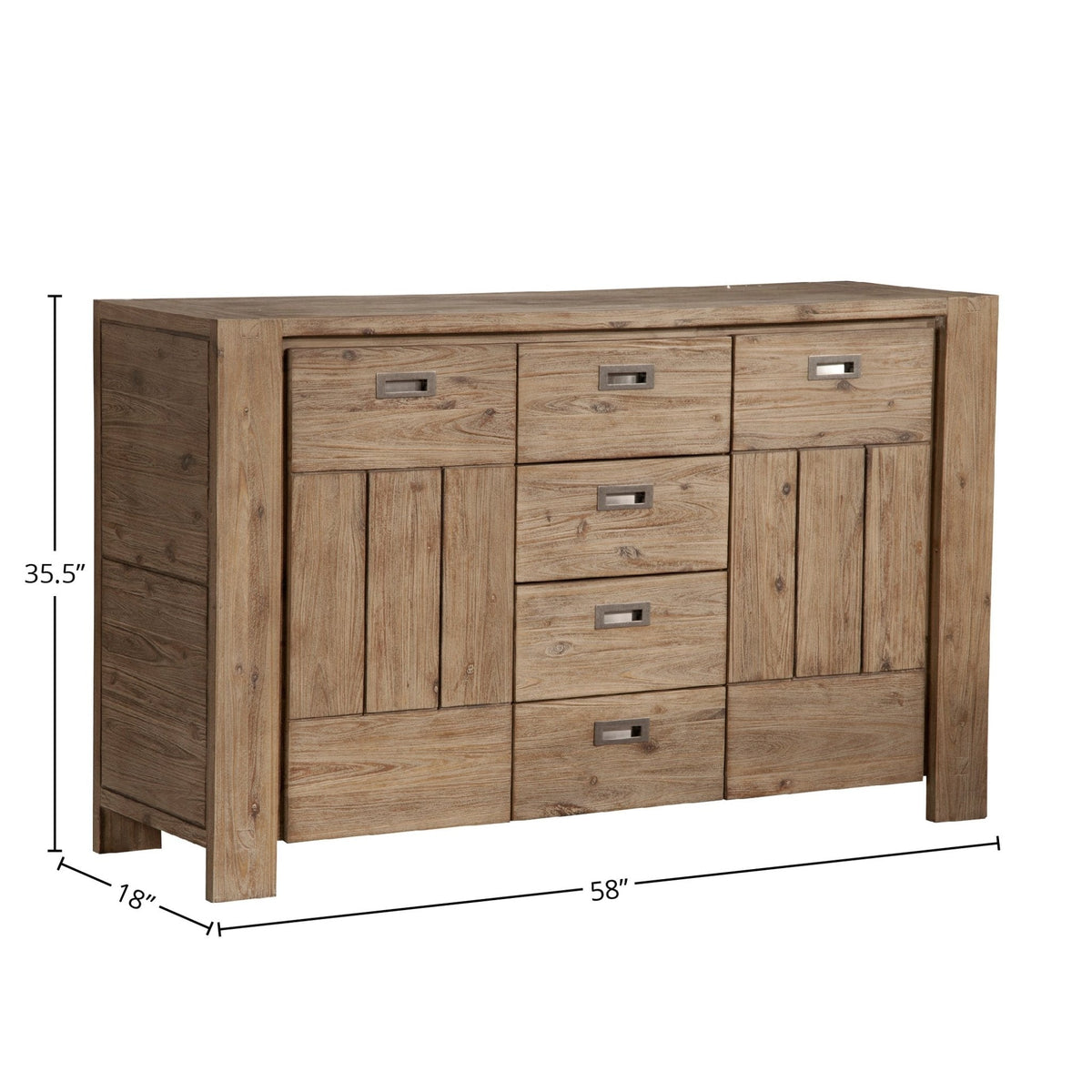 Seashore Solid Acacia Wood Sideboard, Antique Natural Finish – view 5