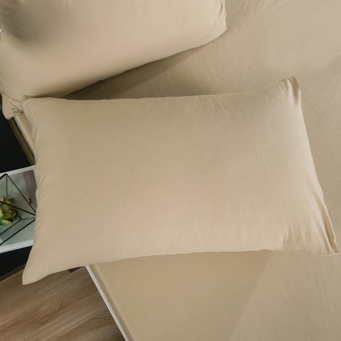 Tan Beige Poplin Cotton Fitted Sheet and Pillowcase Set – view 4