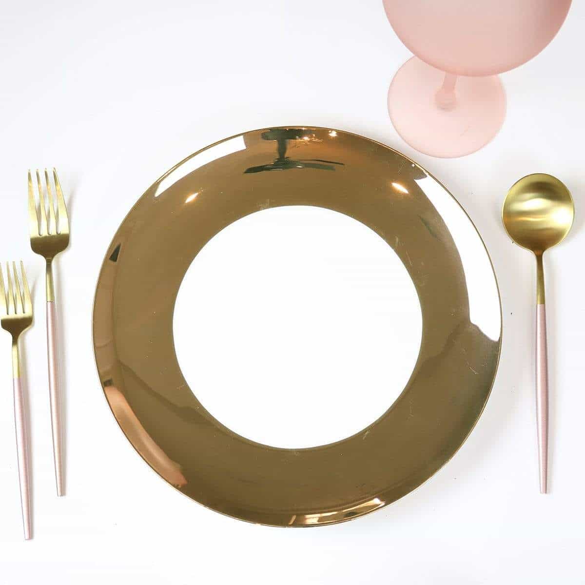 Fine Bone China Dinner Plates with Wide Gold Rim, Set of 4 – view 2