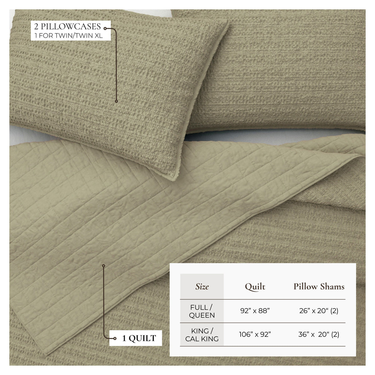 Garment-Washed Cotton Waffle Weave Quilt Set – Genevieve Collection – view 33