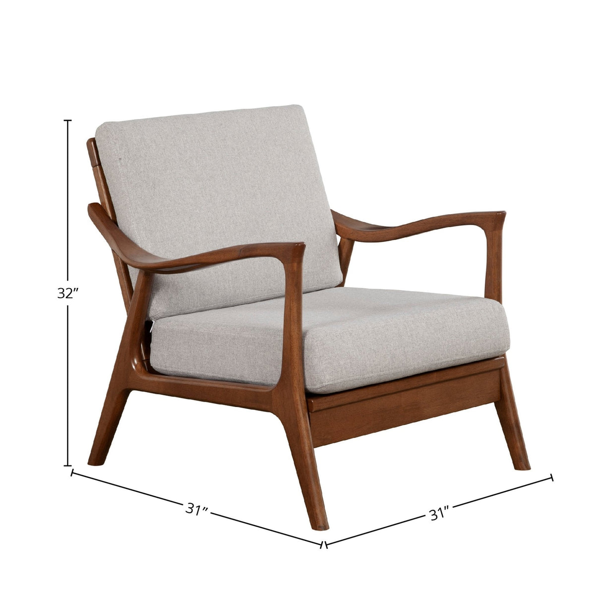 Slate Hardwood Lounge Chair with Light Gray Fabric Cushion – view 10