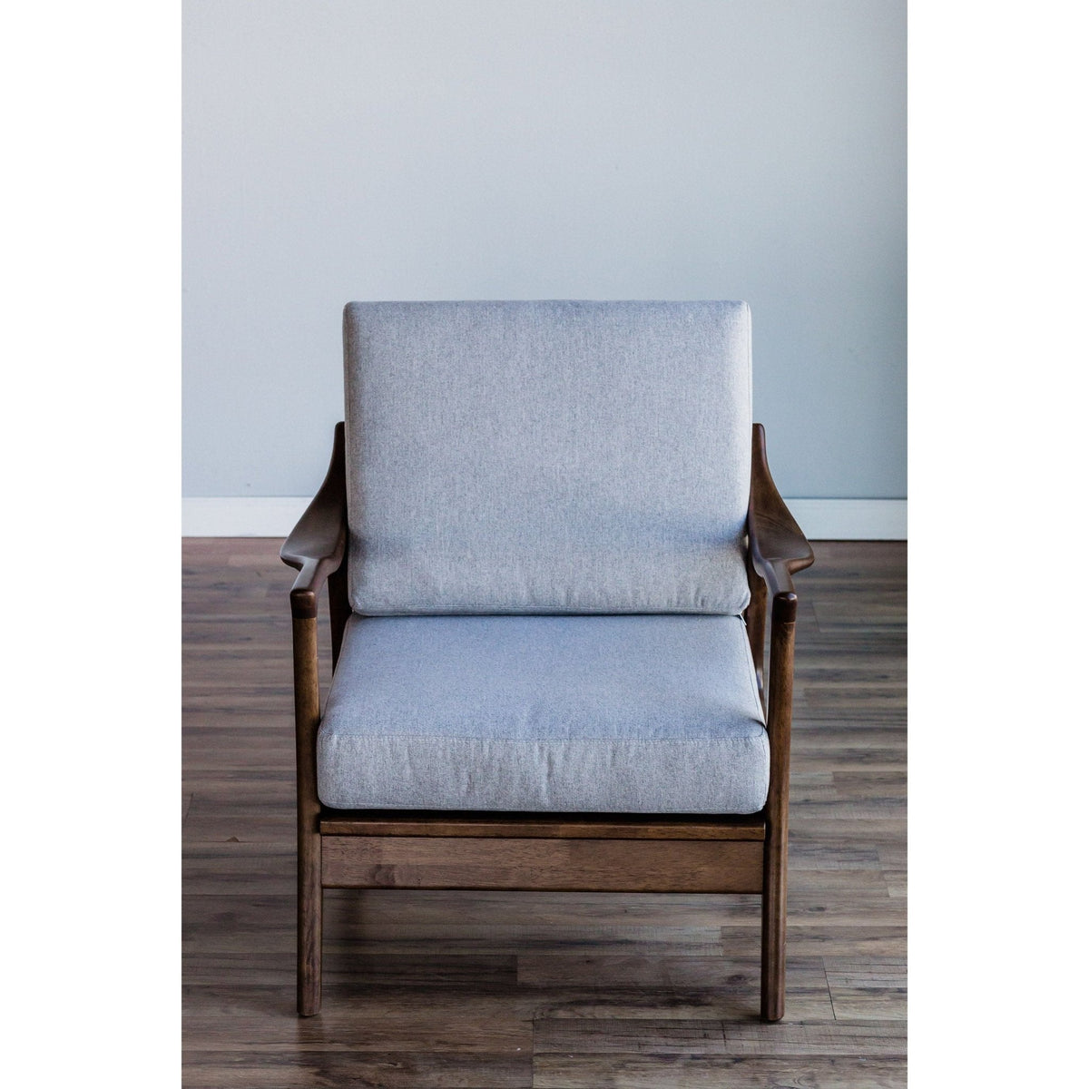 Slate Hardwood Lounge Chair with Light Gray Fabric Cushion – view 3