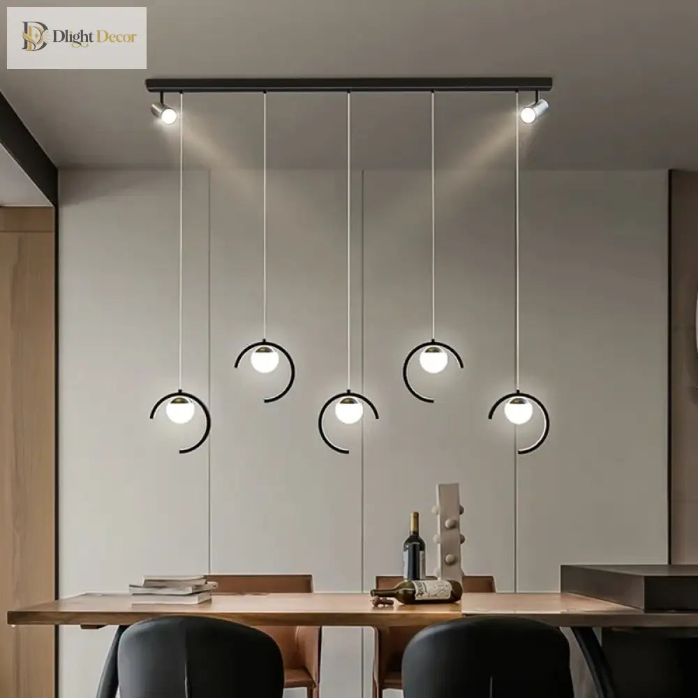 Sleek Modern Chandelier in Gold or Black for Dining Room – view 3