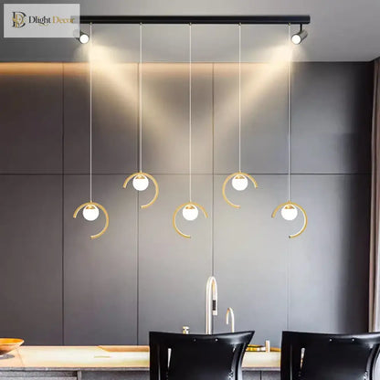 Sleek Modern Chandelier in Gold or Black for Dining Room – view 6