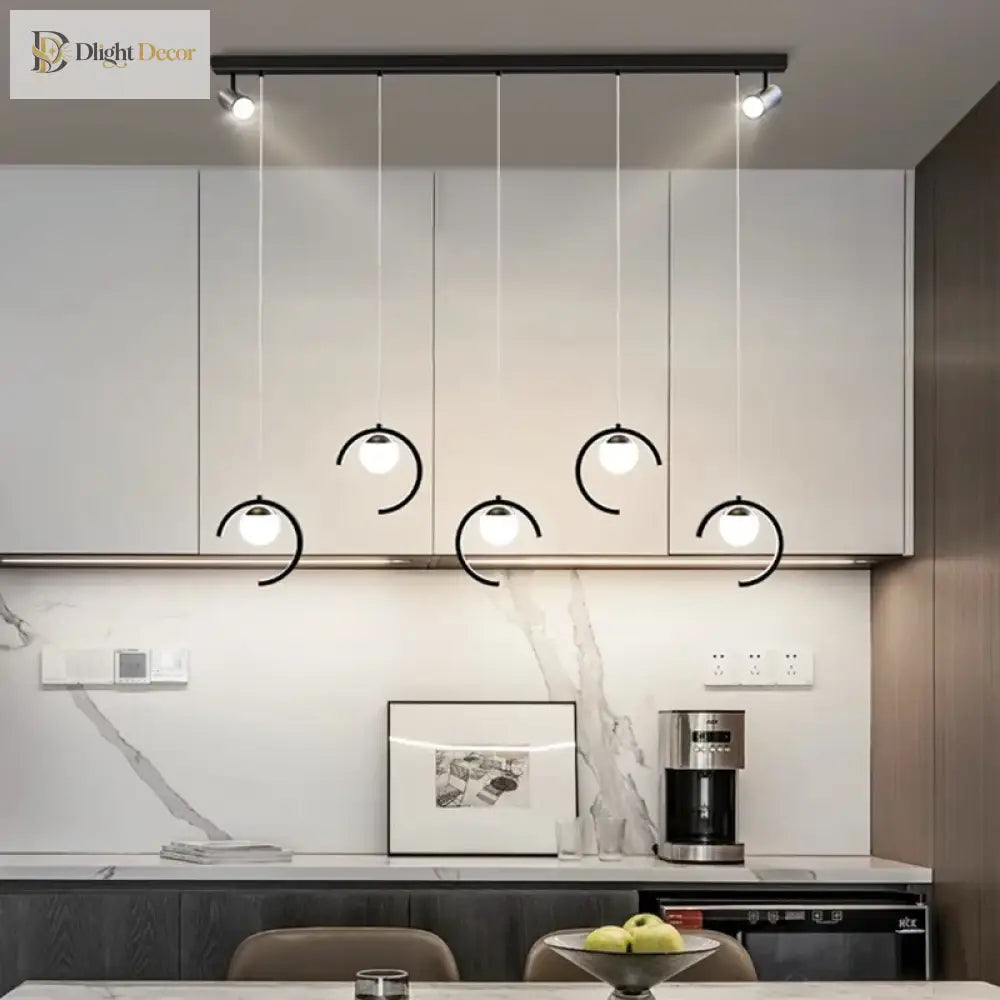 Sleek Modern Chandelier in Gold or Black for Dining Room – view 5