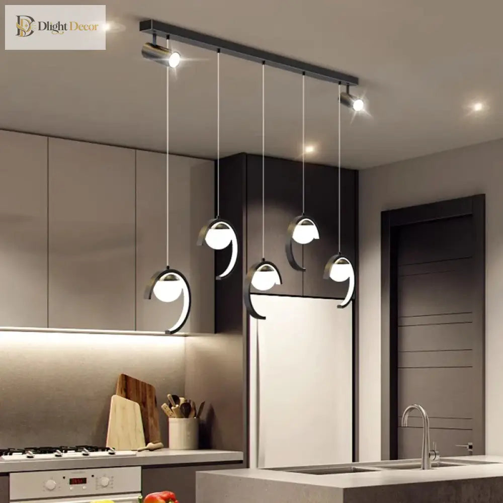 Sleek Modern Chandelier in Gold or Black for Dining Room – view 2