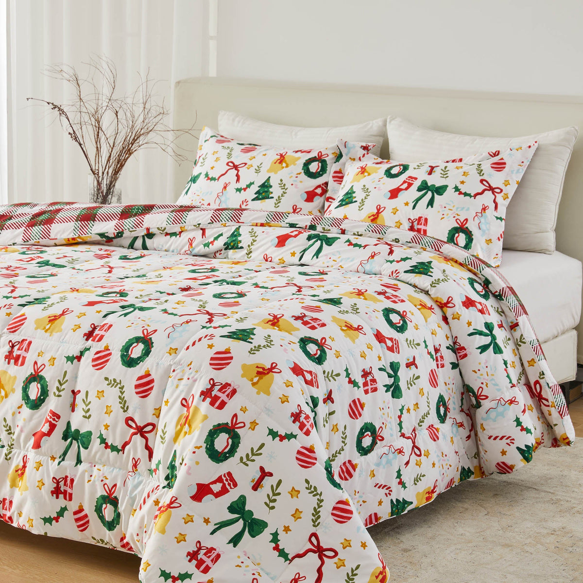Reversible Holiday and Lodge Comforter and Sham Set – Odette Collection – view 66
