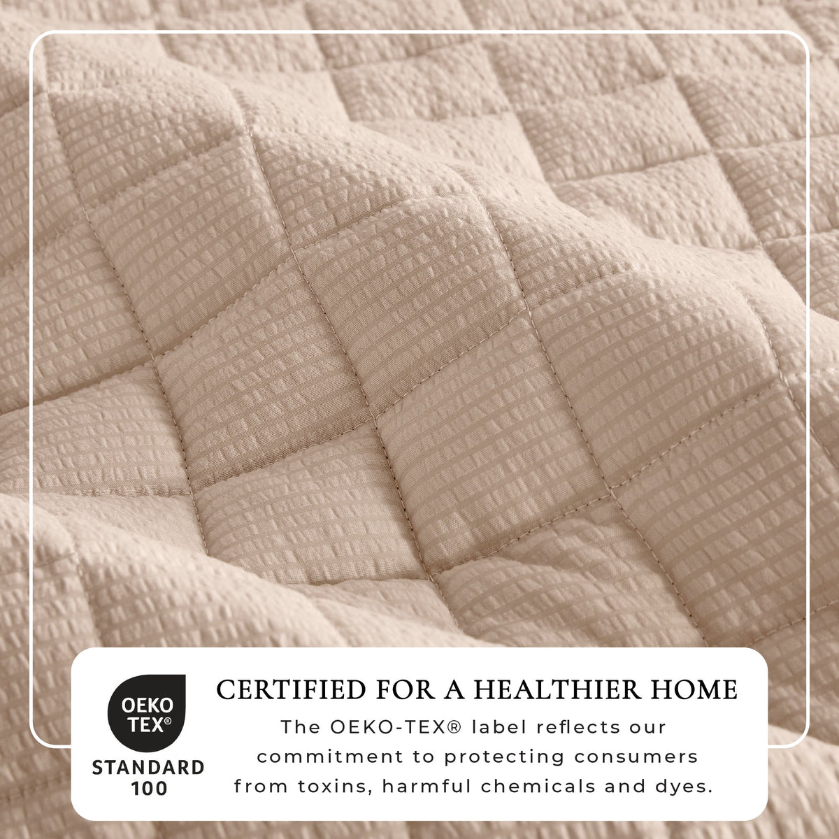 Box-Stitched Seersucker Microfiber Quilt Set with Shams in White or Bone – view 9