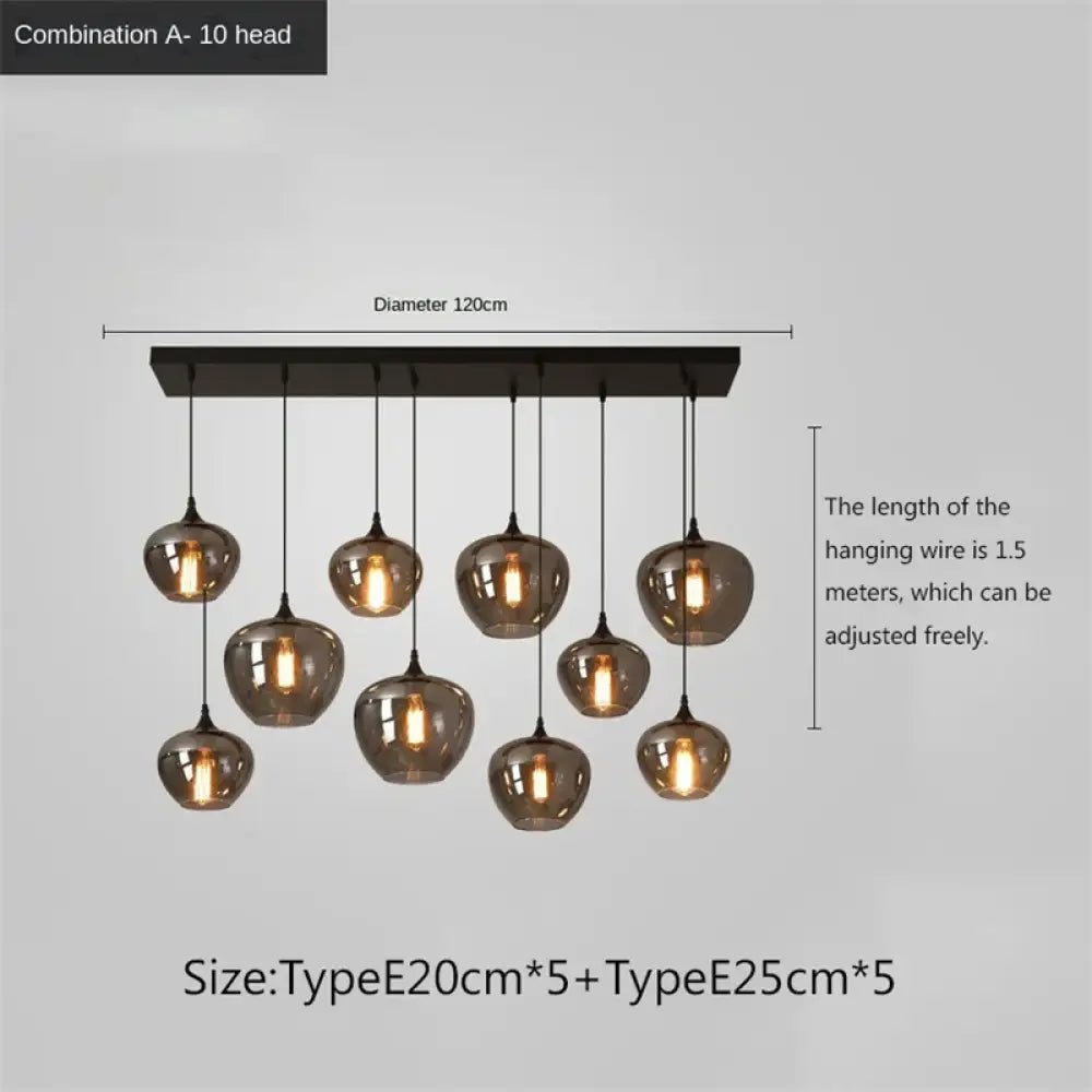 Smoky Grey Glass LED Nordic Pendant Chandelier for Kitchen Islands – view 23