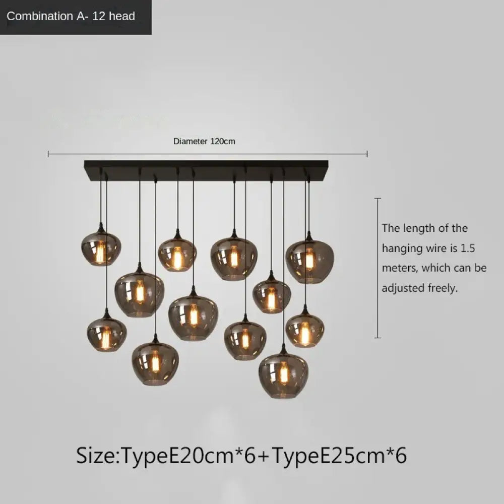 Smoky Grey Glass LED Nordic Pendant Chandelier for Kitchen Islands – view 24