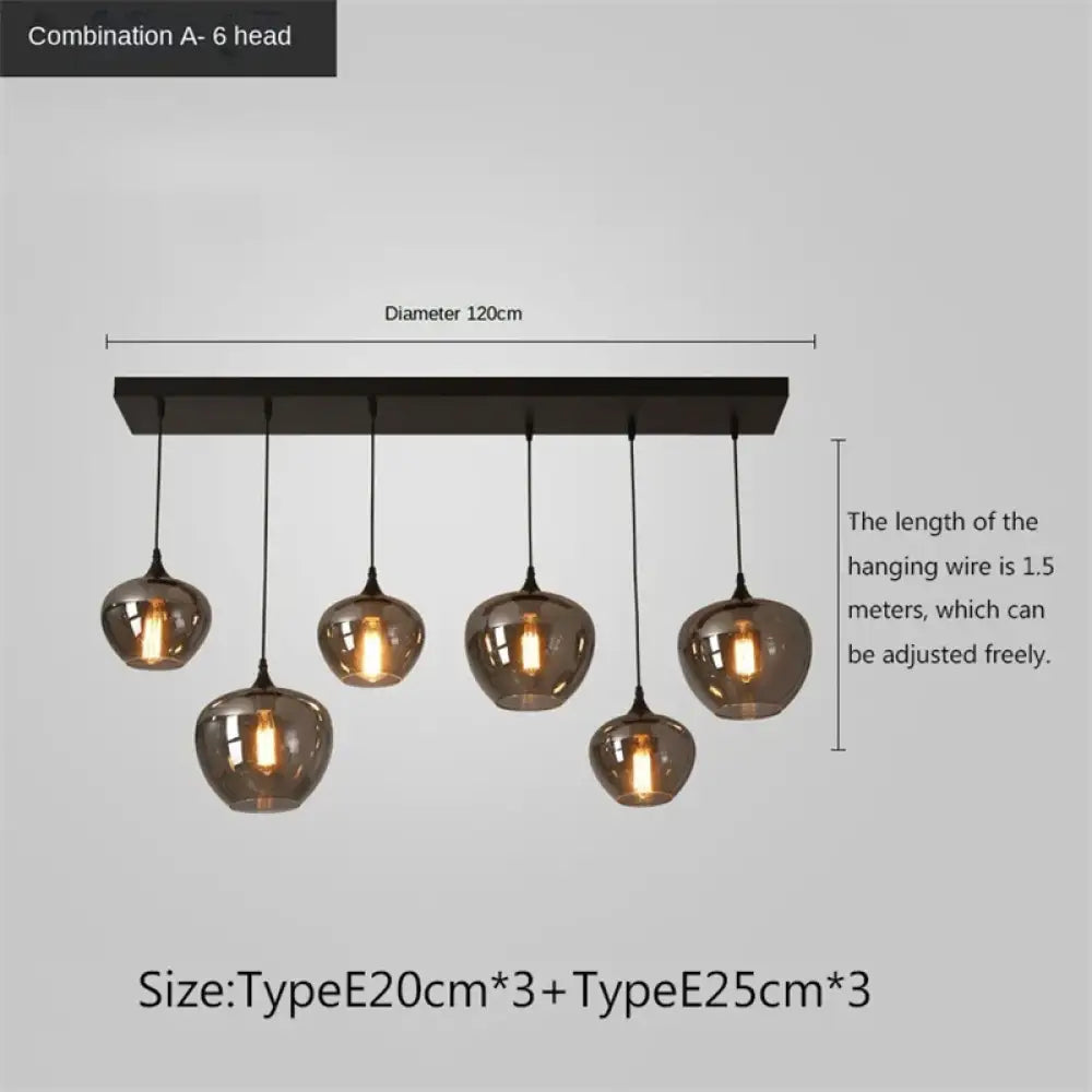 Smoky Grey Glass LED Nordic Pendant Chandelier for Kitchen Islands – view 20