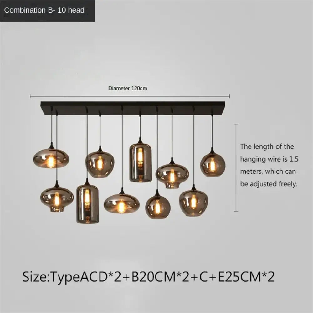 Smoky Grey Glass LED Nordic Pendant Chandelier for Kitchen Islands – view 26