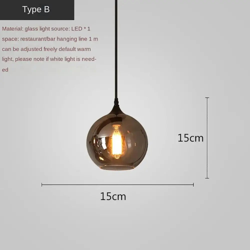 Smoky Grey Glass LED Nordic Pendant Chandelier for Kitchen Islands – view 6