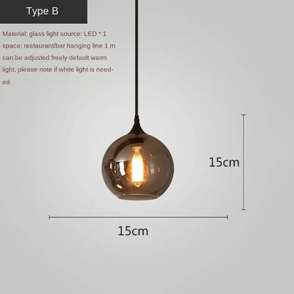 Smoky Grey Glass LED Nordic Pendant Chandelier for Kitchen Islands – view 6