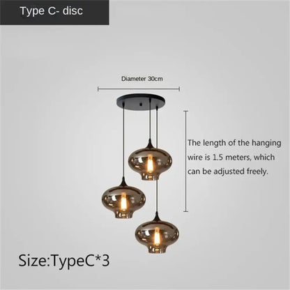 Smoky Grey Glass LED Nordic Pendant Chandelier for Kitchen Islands – view 16