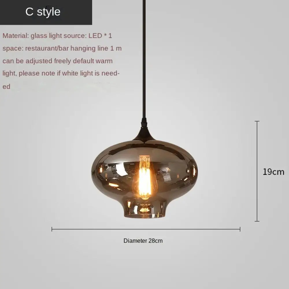 Smoky Grey Glass LED Nordic Pendant Chandelier for Kitchen Islands – view 10