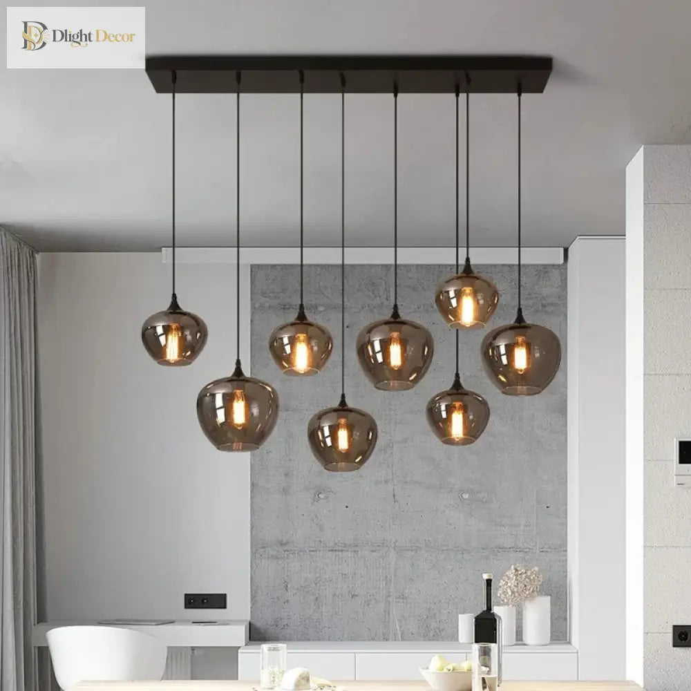 Smoky Grey Glass LED Nordic Pendant Chandelier for Kitchen Islands – view 3