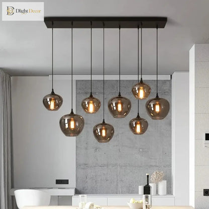 Smoky Grey Glass LED Nordic Pendant Chandelier for Kitchen Islands – view 3