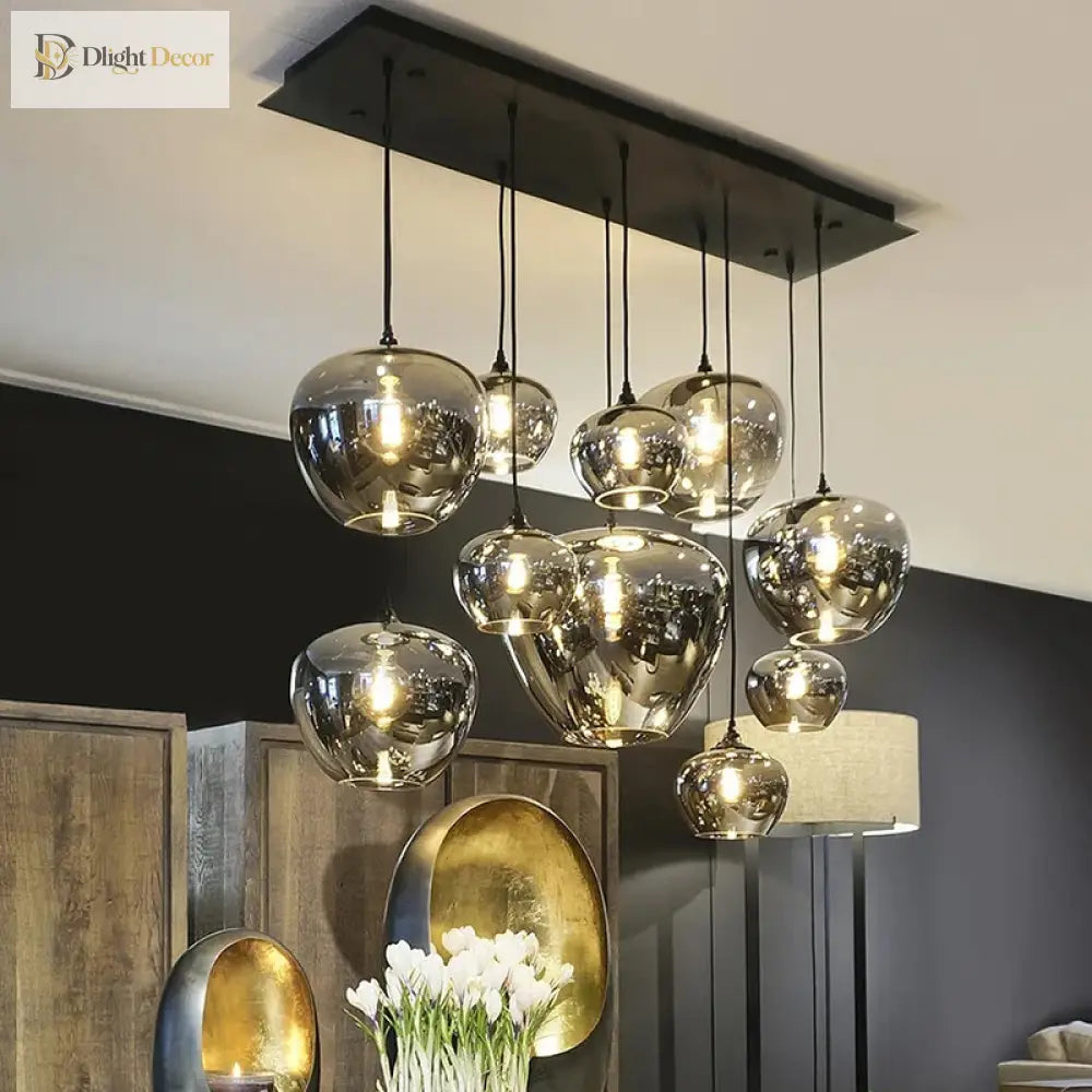 Smoky Grey Glass LED Nordic Pendant Chandelier for Kitchen Islands – view 4
