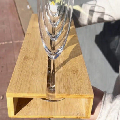 Mindful Hosting Bamboo Wine Bottle and Glass Serving Caddy – view 3