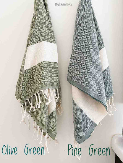 Diamond Weave Cotton Hand Towel, Oversized 16 x 36 Inch Kitchen Towel – view 2