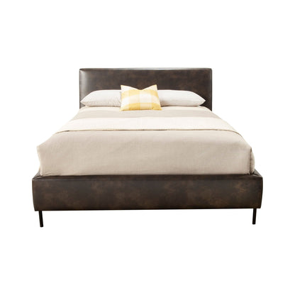 Sophia Gray Faux Leather Platform Bed with Padded Headboard, Full – view 3
