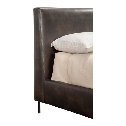 Sophia Gray Faux Leather Platform Bed with Padded Headboard, Full – view 4