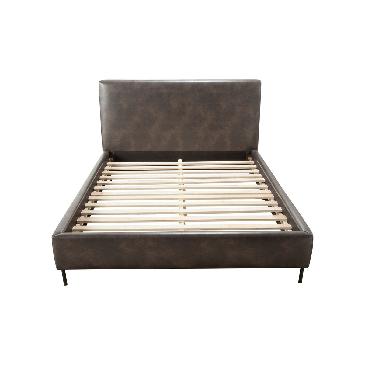 Sophia Gray Faux Leather Platform Bed with Padded Headboard, Full – view 6